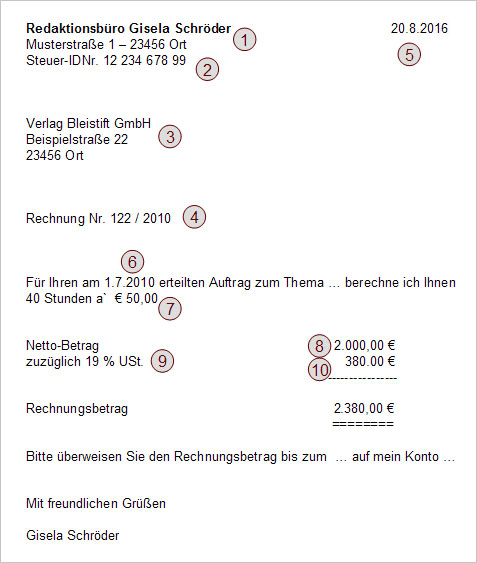 Rechnung ohne steuernummer gründung